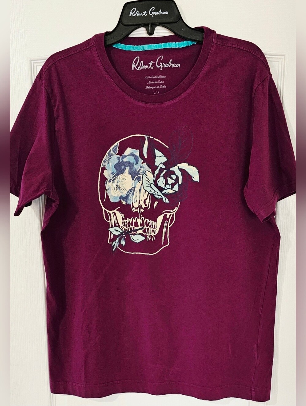 Robert Graham Men's Wine Skull Floral Short Sleeve Tee